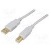 Kabel USB 2.0 USB A vidlice, USB B vidlice zlacený 3m šedá