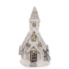 Dekorácia MagicHome Vianoce, Kostol, 9 LED žltá, keramika, 3xAAA, interiér, 30x20,5x51,5 cm