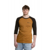 Pánské tričko s 3/4 rukávem Meatfly Reagan 2025 Gold Brown/Black