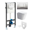 Mereo WC set - Rimless WC hranaté, modul pre sadrokartón, chróm hranaté tlačidlo matné MM02NSETRS321