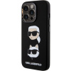 Silikónové puzdro Karl Lagerfeld na Apple iPhone 15 Pro KLHCP15LSDHKCNK Liquid Silicone Karl and Choupette Heads čierne