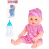 Panenka miminko 29cm pruhovaný obleček pije čůrá set s lahvičkou 2 barvy