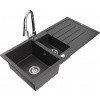 MEXEN - Andres granitový drez s odkvapkávačom vrátane batérie Elia, čierna kropenatá 6515-76-670101-00
