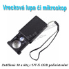 Vreckový mikroskop a lupa s 30x a 60x zväčšením a LED podsvietením
