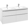 VILLEROY & BOCH Subway 3.0 závesná skrinka pod dvojumývadlo, 4 zásuvky, 1272 x 478 x 429 mm, Pure White, C56800VF