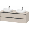 DURAVIT Ketho 2 závesná skrinka pod dve umývadlá na dosku, 4 zásuvky, 1600 x 550 x 568 mm, taupe matná, K24899B91910000