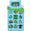 Minecraft detská posteľná bielizeň Creeper žaba včela líška ryba Alex Steve TNT zombie kostra videohra prikrývka 140 x 200 cm + vankúš 70 x 90 cm 100% bavlna