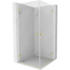 Mexen Lunar-B Duo, výklopný sprchový kút 90 x 90 cm, 8mm číre sklo, zlatý matný profil, 832-090L-090P-55-00