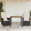 3dílný bistro set s poduškami černý polyratan a akácie Černý 3276679