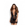 Čipkovaná košieľka Obsessive Alluria Peignoir & Thong Black