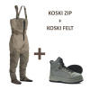 VISION Brodící kalhoty KOSKI Waders ZIP - vel. ML + Vision Brodící boty KOSKI Green, filcová podrážka - vel. EU 38
