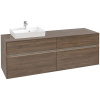VILLEROY & BOCH Collaro závesná skrinka pod umývadlo na dosku (umývadlo vľavo), 4 zásuvky, s LED osvetlením, 1600 x 500 x 548 mm, Arizona Oak, C078B0VH
