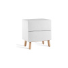 Komoda MAMMA 2 zásuvky, nízká, dub bílá - 60 cm, dýha kombinace bílá / přírodní dub