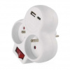 EMOS Rozbočovacia zásuvka 2×, vypínač., 1×USB-A+1×USB-C, biela P0073