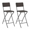 vidaXL Skladacie barové stoličky 2ks, HDPE+oceľ,hnedé, ratanový vzhľad [44558]