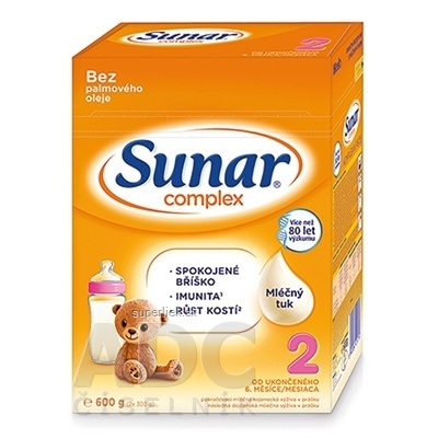 Sunar Complex 2 následná mliečna výživa (od ukonč. 6. mesiaca) (inov.2020) 1x600 g, 8592084415716