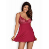 Obsessive Košilka Rosalyne babydoll - S/M - bordó