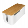 LOGILINK KAB0075 Káblová krabica 320x140x130 mm biela s bambusovým vekom