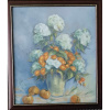 Zátišie jesenné,hortenzie a aksamietky,Marta Augustínska,originálny,ručne maľovaný obraz M (do veľkosti 65x65cm) Fialová