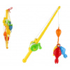 Teddies Hra s rybami/rybár, plast, 3 ks + udica 50 cm, 2 farby, v sieťke