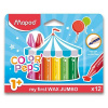 Voskovky, trojhranné, 12 farieb, Wax JUMBO, MAPED Color'Peps