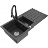 MEXEN - Andres granitový drez s odkvapkávačom vrátane batérie Elia, čierna kropenatá 6515-76-670101-70