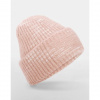 Hrubá pletená čiapka Beechfield Patch Beanie - ružová-biela