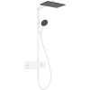HANSGROHE Raindance Alive Q Showerpipe EcoSmart nástenný sprchový systém s termostatom ShowerSelect Comfort, horná sprcha 1jet 345 x 210 mm, ručná sprcha 3jet, matná biela, 24581700