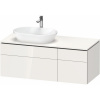 DURAVIT L-Cube závesná skrinka pod umývadlo na dosku (umývadlo vľavo), 4 zásuvky, 1220 x 550 x 482 mm, biela vysoký lesk, LC4876022220000
