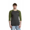 Pánské tričko s 3/4 rukávem Meatfly Reagan 2025 Olive/Charcoal Heather