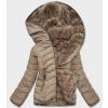 Béžová krátka obojstranná dámska zimná bunda (2M-21507) odstíny béžové S (36)