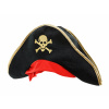 Party Detský pirátsky klobúk čierny so zlatým lemom a červenou šatkou