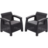 KETER Záhradné kreslo CORFU II DUO 2ks grafit 258976