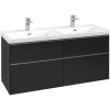 VILLEROY & BOCH Subway 3.0 závesná skrinka pod dvojumývadlo, 4 zásuvky, 1272 x 478 x 429 mm, Volcano Black, C56800VL
