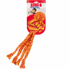 KONG Wubba Weaves with Rope Orange - hračka pre psa so škrípajúcim povrazom, so zapletenými chvostmi a loptou, oranžová - XL