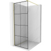Mexen Kioto, sprchová zástena Walk-In 70 x 200 cm, 8mm číre sklo čierny vzor, zlatý matný profil, 800-070-101-55-77