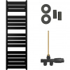 CERANO - Kúpeľňový radiátorový set Arturo - ústredné vykurovanie - bočné jednobodové pripojenie - 859W - čierna matná - 1600x500 mm