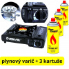 Plynový turistický varič prenosný, kempingový varič + 3x kartuš MAR-POL M90016