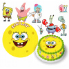 DIGITÁLNA TLAČ Jedlý obrázok na tortu SPONGEBOB PATRYK + POSTAVY + TEXT 44