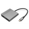 Digitus DIGITUS Adaptér USB-C - 2x HDMI, 18 cm 4K/30Hz, stříbrný, hliníkový kryt