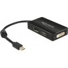 Delock 62623 DisplayPort / HDMI / DVI adaptér [1x mini DisplayPort zástrčka - 1x zásuvka DisplayPort, HDMI zásuvka, DVI zásuvka 24 plus 1pólová] černá s feritovým