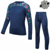 SENSOR MERINO IMPRESS SET detské tričko dl.rukáv nohavice deep blue/floral V