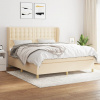 vidaXL Posteľný rám boxspring s matracom krémový 180x200 cm látka - Krémová - 115813-63313