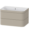 DURAVIT Happy D.2 Plus c-bonded závesná skrinka s nábytkovým umývadlom bez otvoru, 2 zásuvky, 775 x 490 x 480 mm, taupe matná lakovaná, HP4637N6060