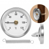 Príložný bimetalový teplomer 63mm s pružinou 0-120 ° C - strieborný