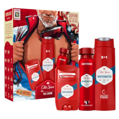 Old Spice Whitewater dezodorant v spreji 150 ml + dezodorant v tyčinke 50 ml + sprchový gél 3v1 na tvár, telo a vlasy 250 ml, kozmetická sada pre mužov