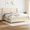 vidaXL Posteľný rám boxspring s matracom krémový 160x200 cm látka - Krémová - 176584-110768