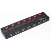 PremiumCord USB 2.0 HUB 7-portový s ext. napájením a vypínači portů ku2hub7sw