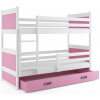 BMS GROUP Patrová postel RICO 80x190 cm, bílá/růžová (Volba matrace: Pěnová matrace)
