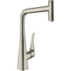 Hansgrohe METRIS Select M71 drezová batéria 320, vyťahovateľný výtok, 1jet 73803800 vzhľad nerezovej ocele